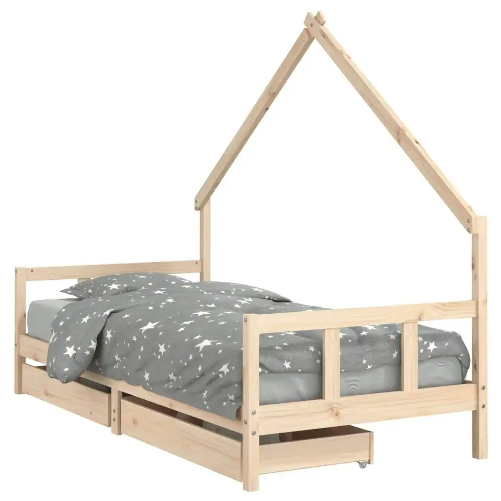 Kids Bed Frame with Drawers 90x190 cm Solid Wood Pine 834546