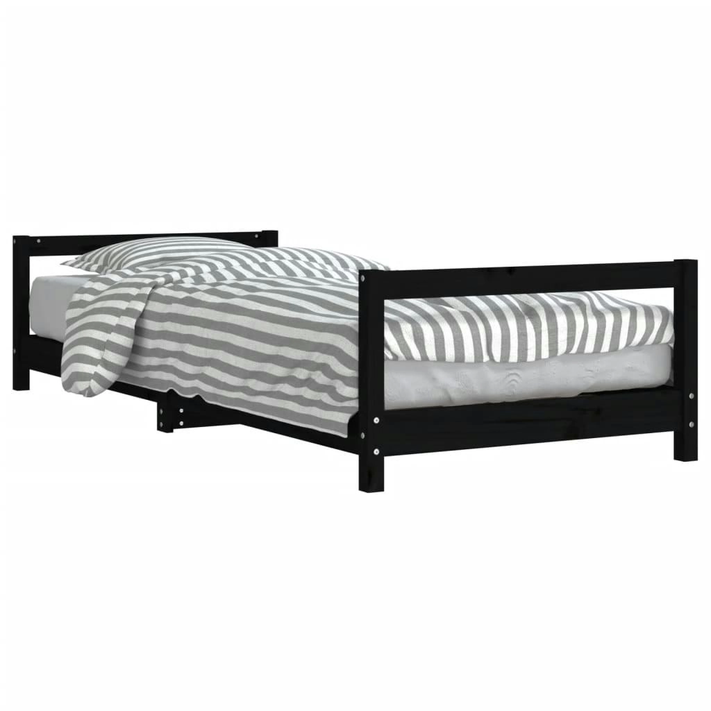 Kids Bed Frame Black 90x190 cm Solid Wood Pine 834404