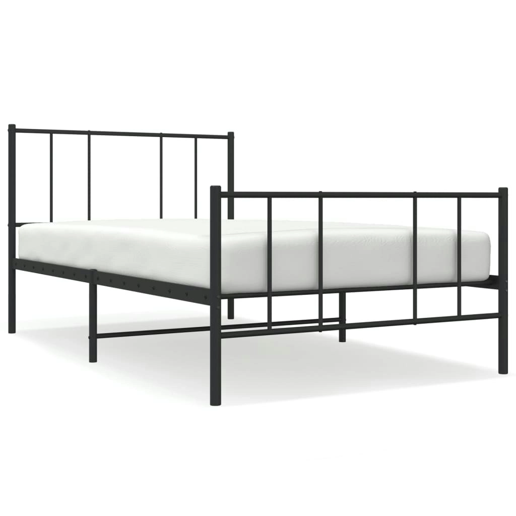 Metal Bed Frame with Headboard and Footboard Black 106x203 cm King Single Size 352494