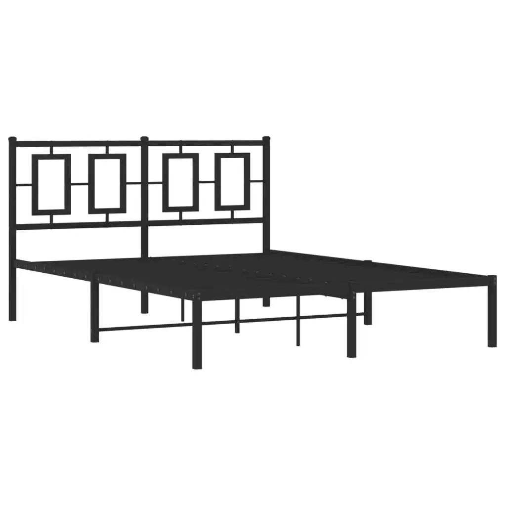 Metal Bed Frame with Headboard Black 135x190 cm 374240