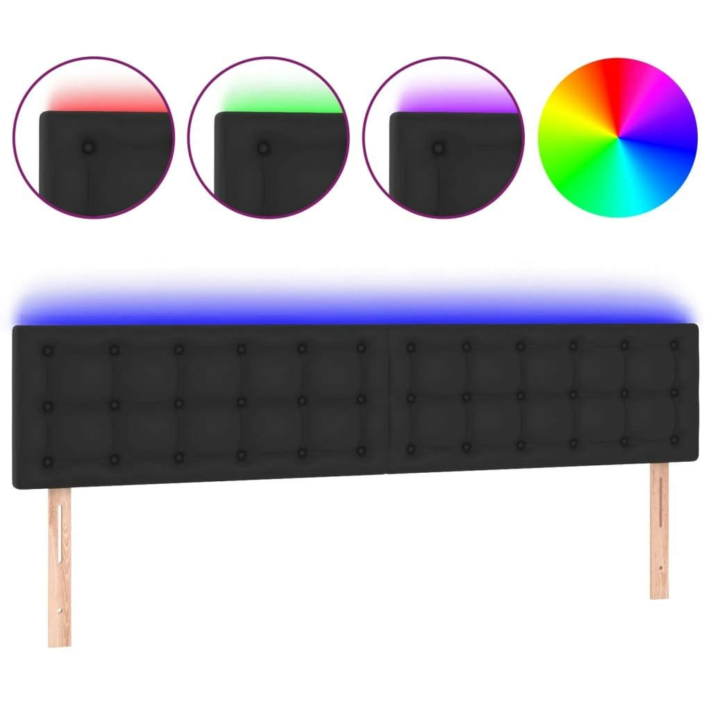 LED Headboard Black 160 cm Faux Leather 3121708