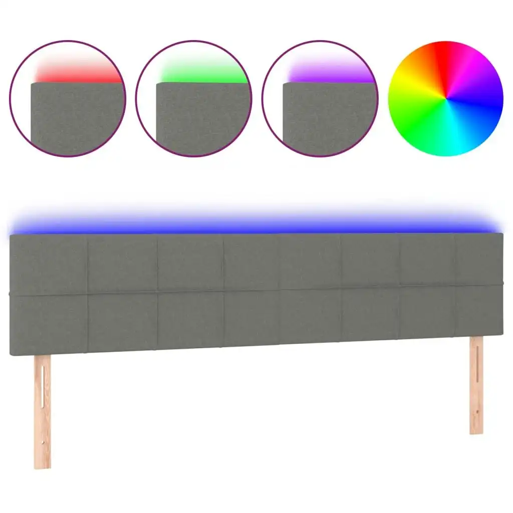 LED Headboard Dark Grey 160x5x78/88 cm Fabric 3121619