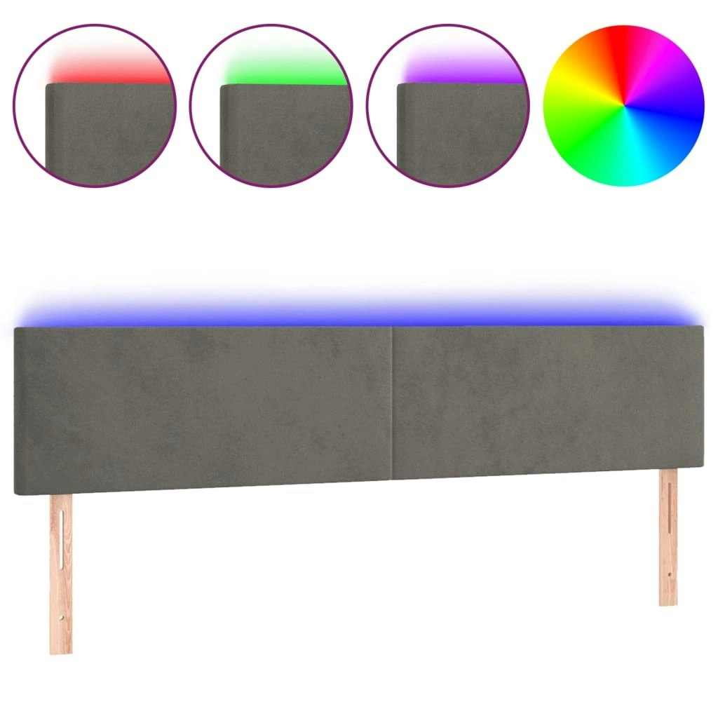 LED Headboard Dark Grey 160x5x78/88 cm Velvet 3121387