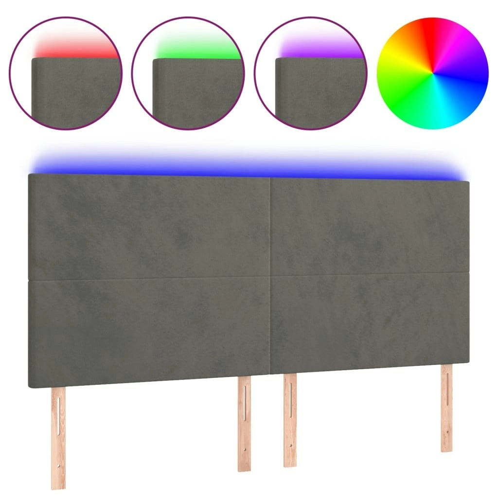 LED Headboard Dark Grey 200 cm Velvet 3122211