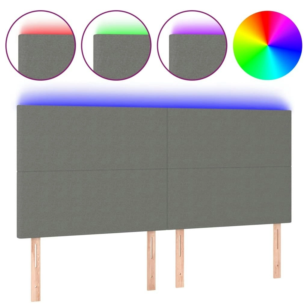 LED Headboard Dark Grey 200x5x118/128 cm Fabric 3122167