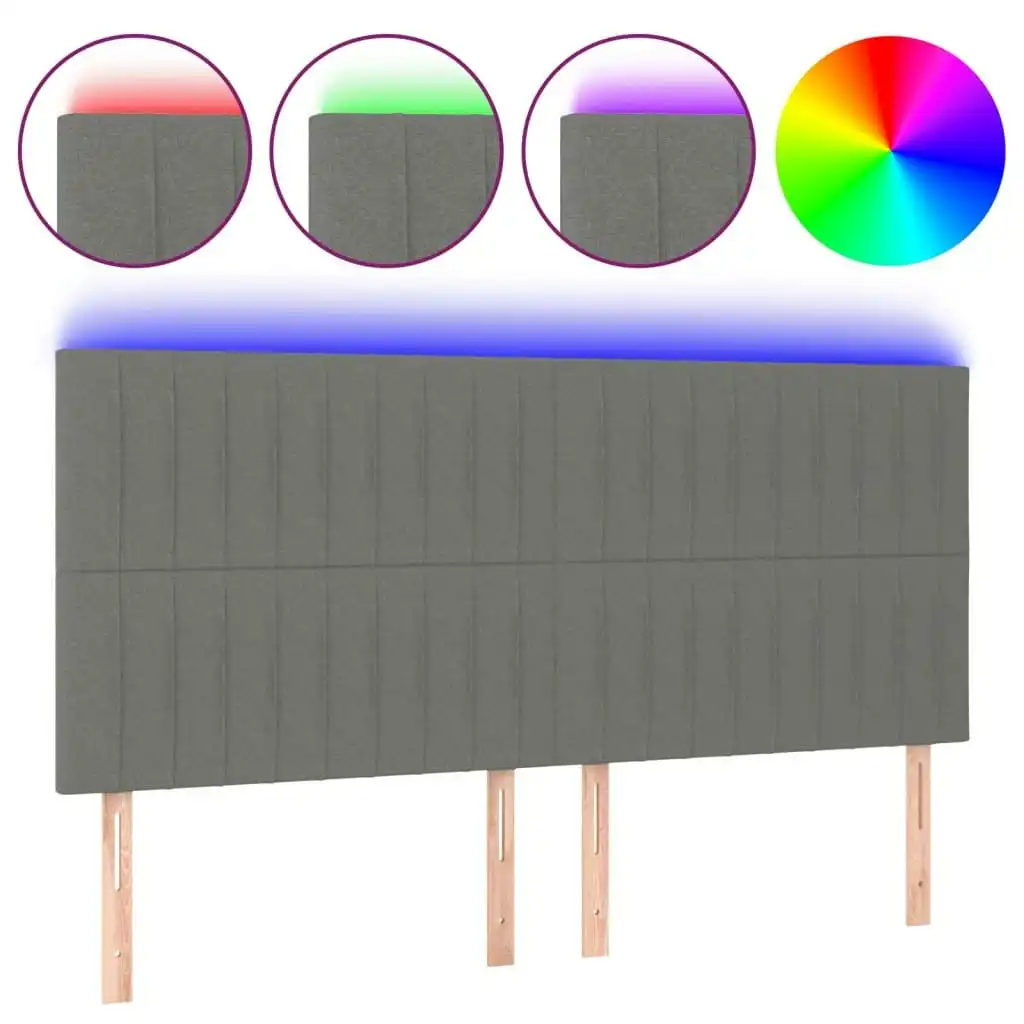 LED Headboard Dark Grey 200x5x118/128 cm Fabric 3122685