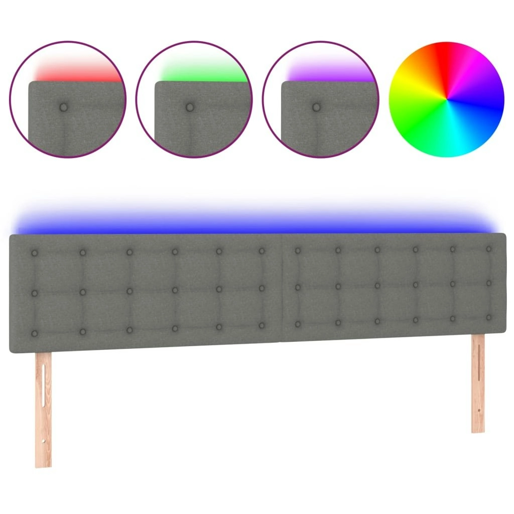 LED Headboard Dark Grey 200 cm Fabric 3122069