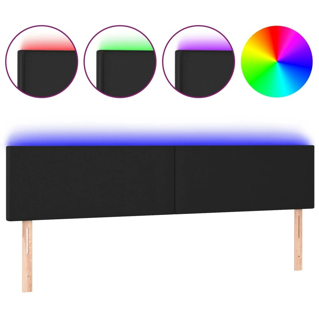 LED Headboard Black 200 cm Faux Leather 3121440