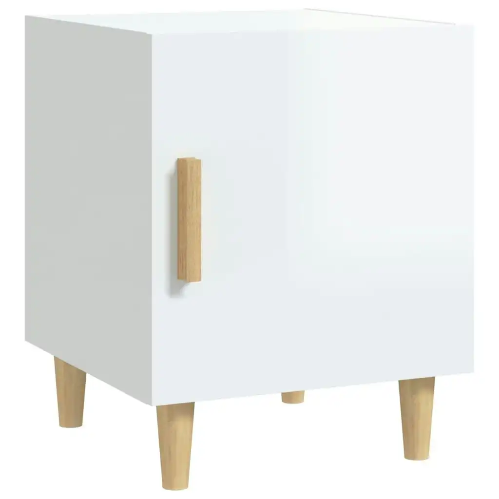 Bedside Cabinet High Gloss White Engineered Wood 812054