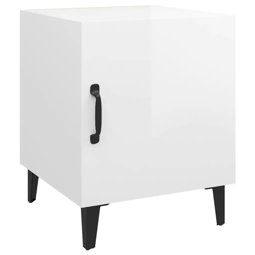 Bedside Cabinet High Gloss White Engineered Wood 812072