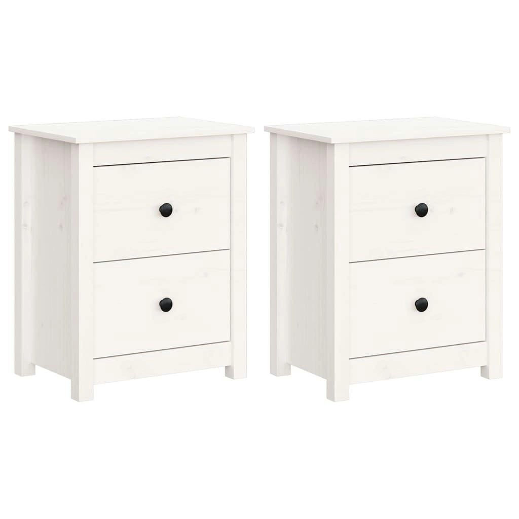 Bedside Cabinets 2 pcs White 50x35x61.5 cm Solid Wood Pine 813682