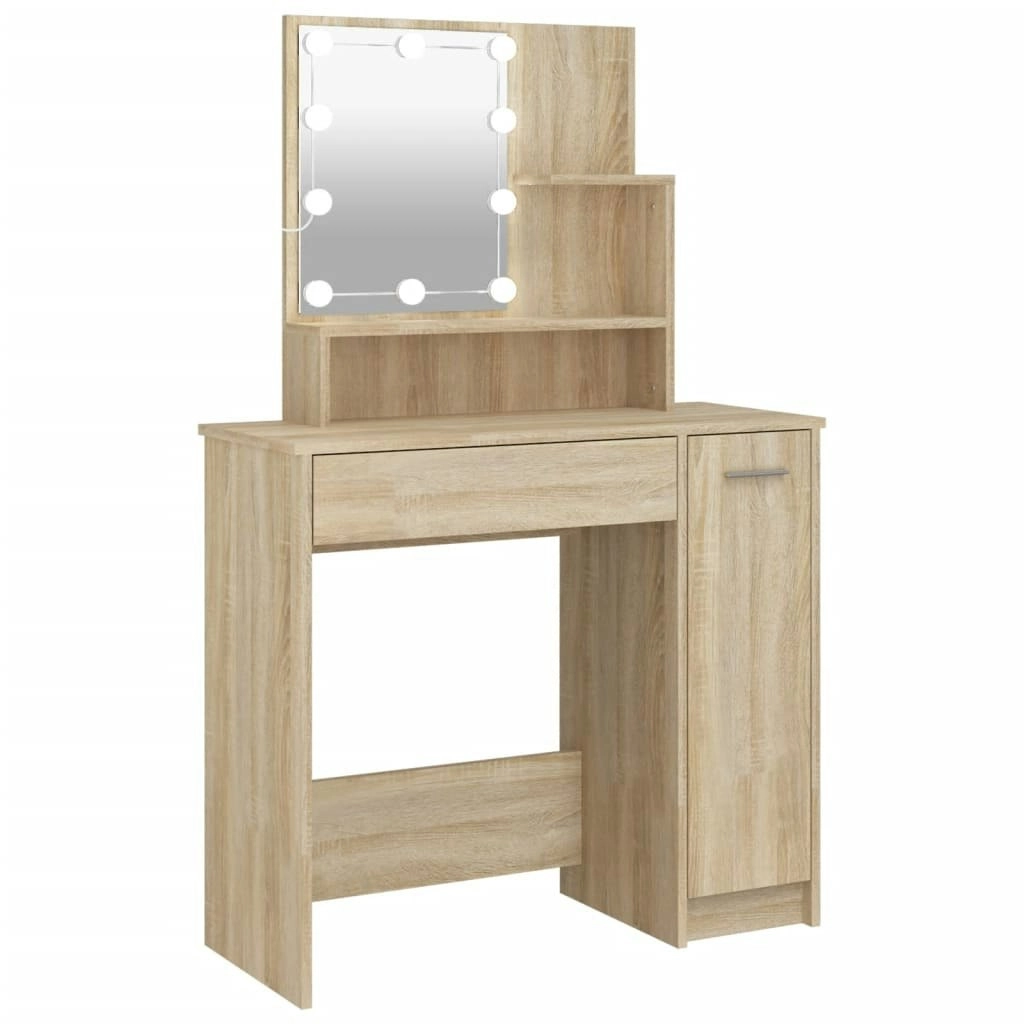 Dressing Table with LED Sonoma Oak 86.5x35x136 cm 808813