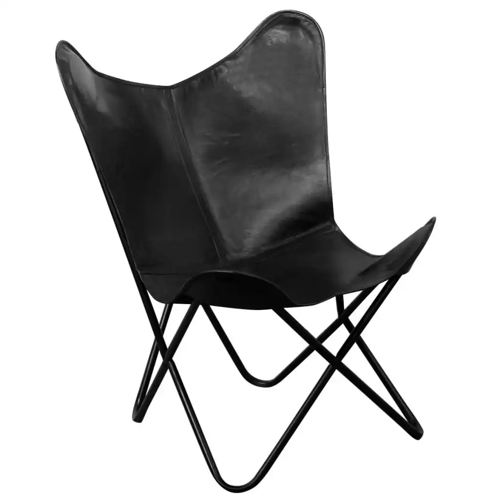 Butterfly Chair Black Real Leather 243695