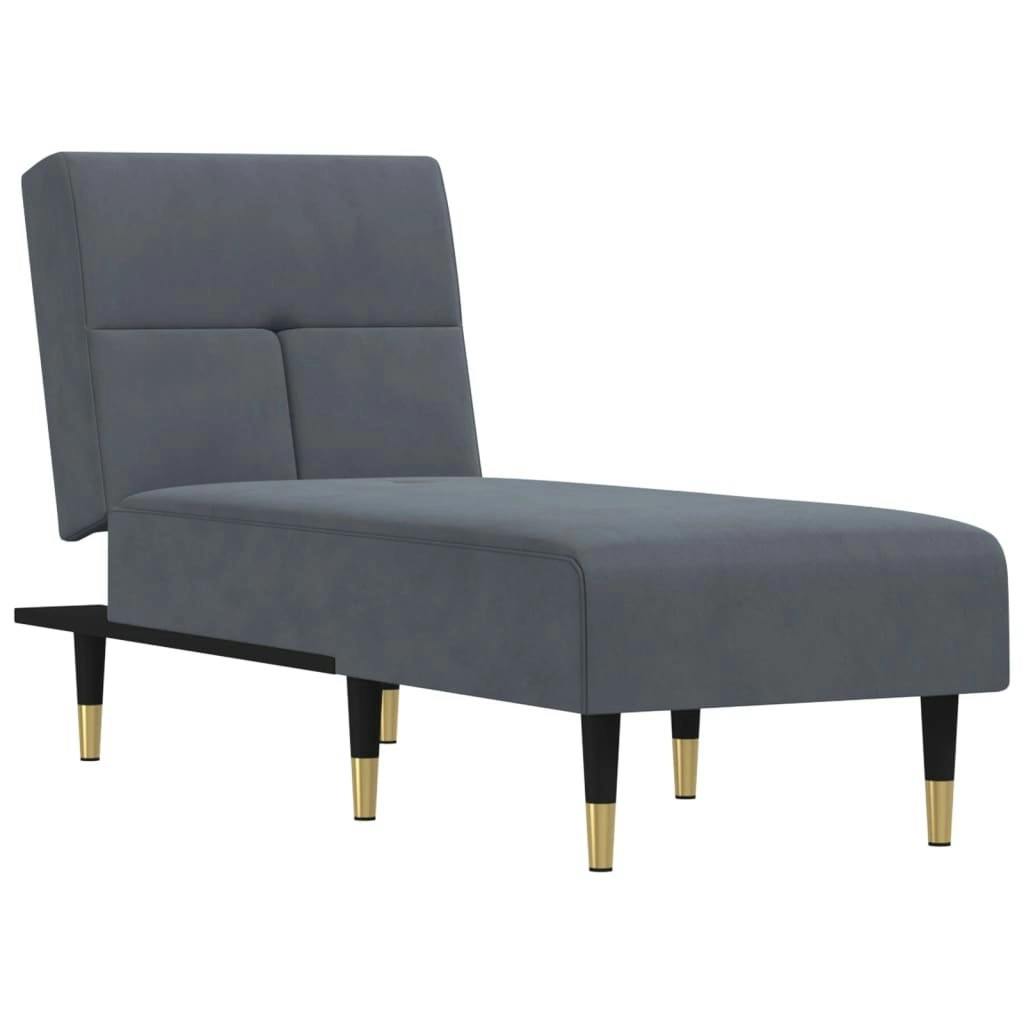 Chaise Longue Dark Grey Velvet 352809