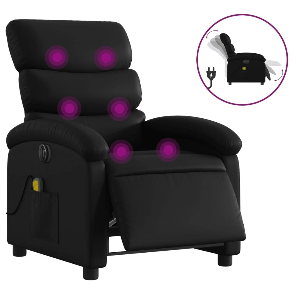 Electric Massage Recliner Chair Black Faux Leather 3205377