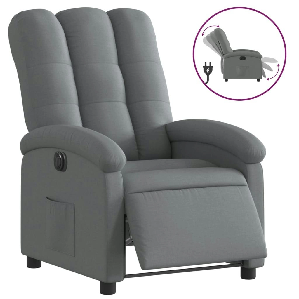 Electric Recliner Chair Dark Grey Fabric 3205389