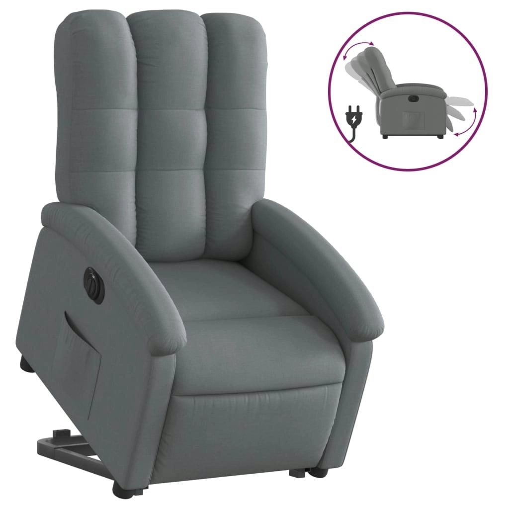 Electric Stand up Recliner Chair Dark Grey Fabric 3205405