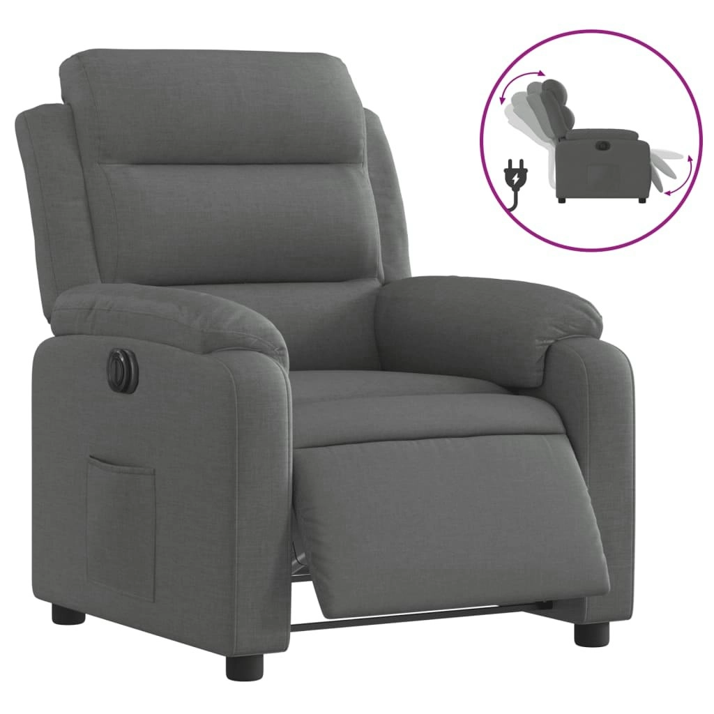 Electric Recliner Chair Dark Grey Fabric 3205727