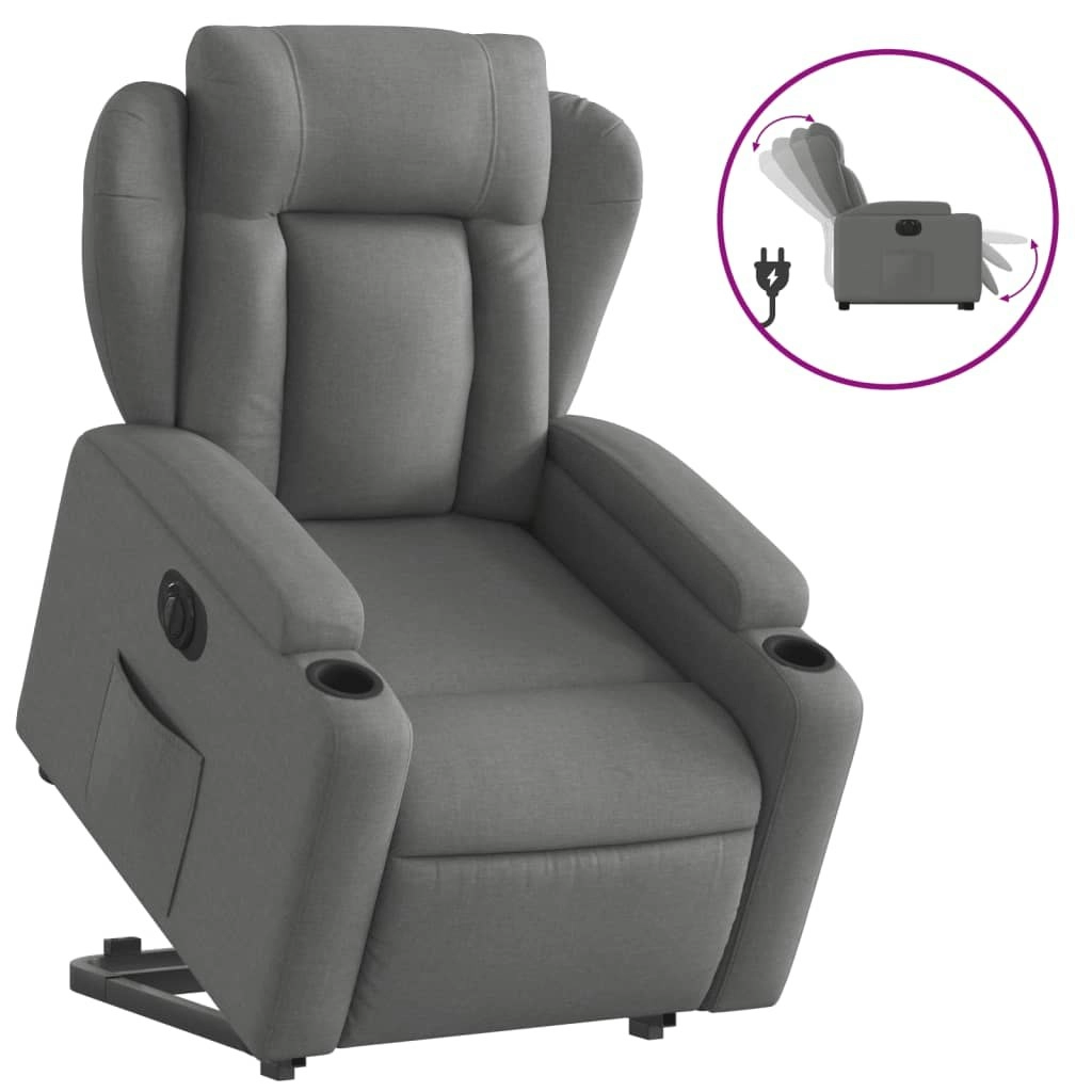 Electric Stand up Recliner Chair Dark Grey Fabric 3205589