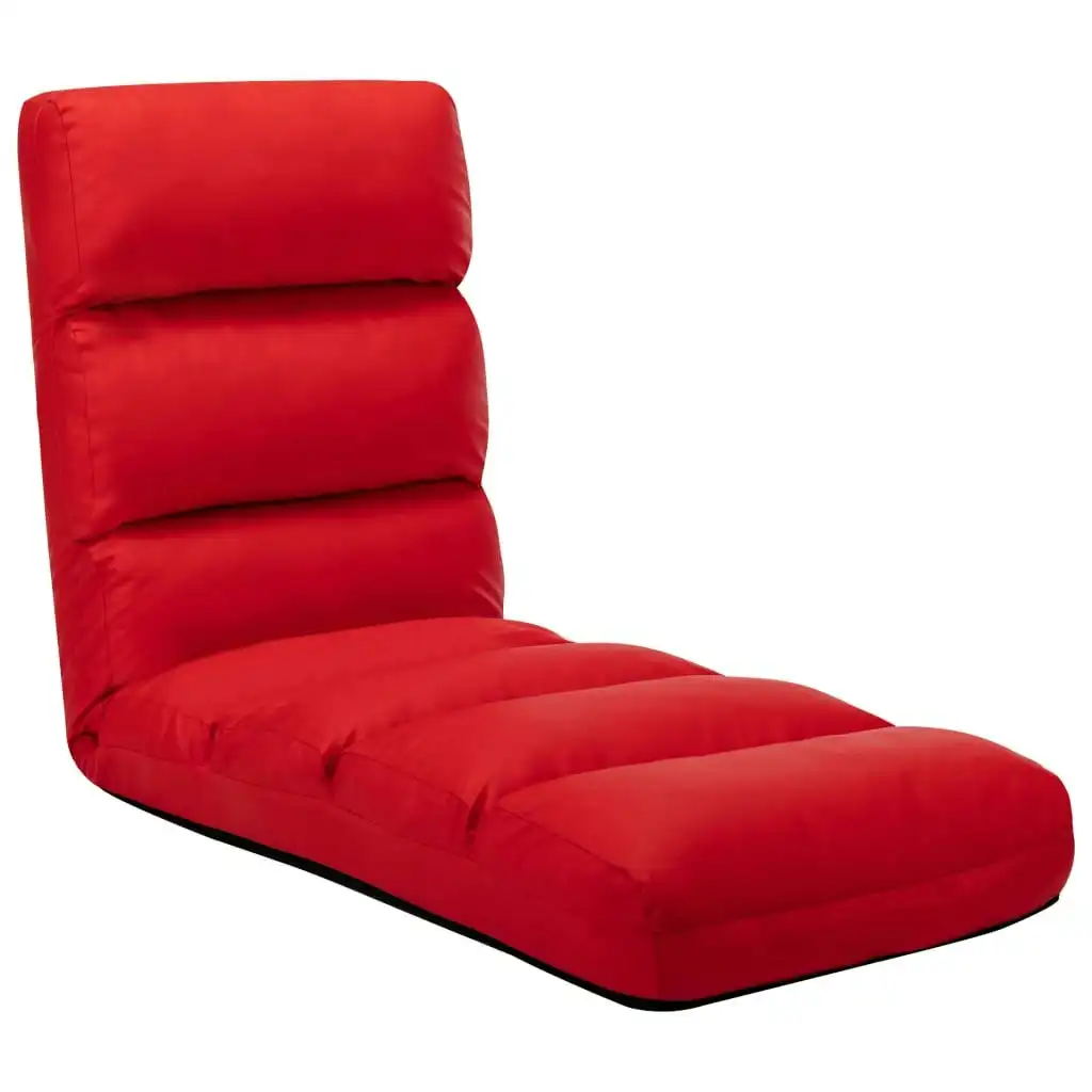 Folding Floor Chair Red Faux Leather 325250