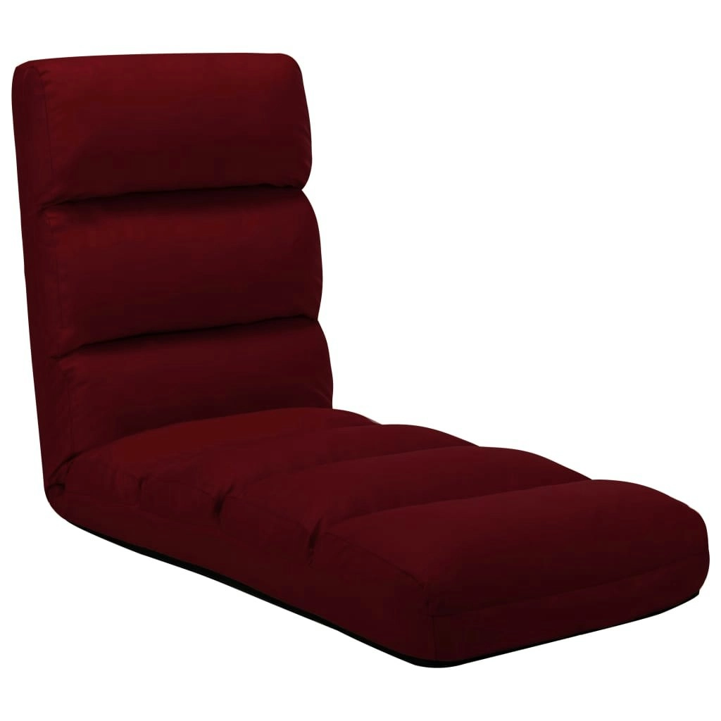 Folding Floor Chair Wine Red Faux Leather 325249