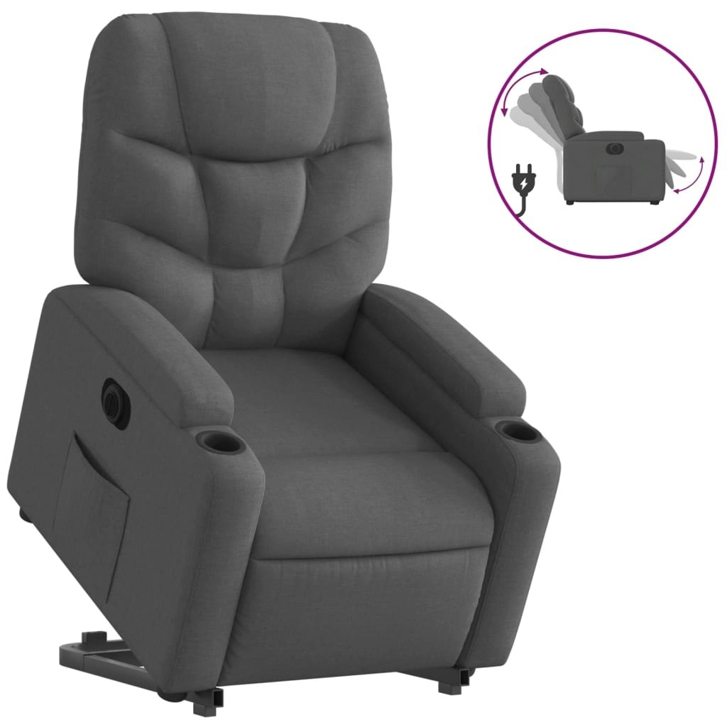 Electric Stand up Recliner Chair Dark Grey Fabric 3205633