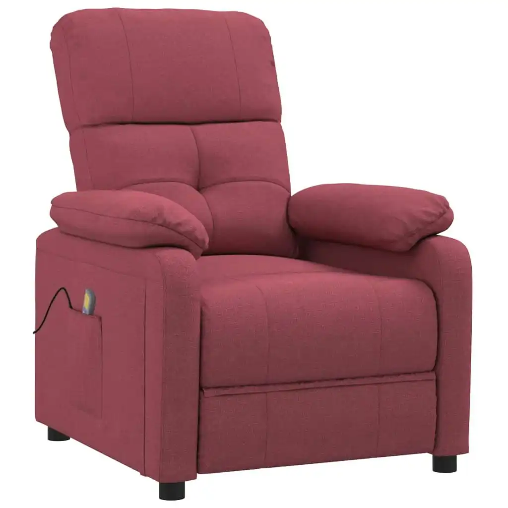 Massage Chair Wine Red Fabric 348290