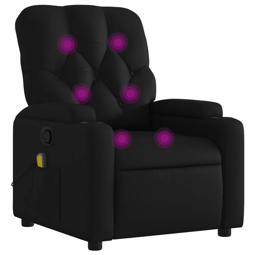 Massage Recliner Chair Black Faux Leather 3205676