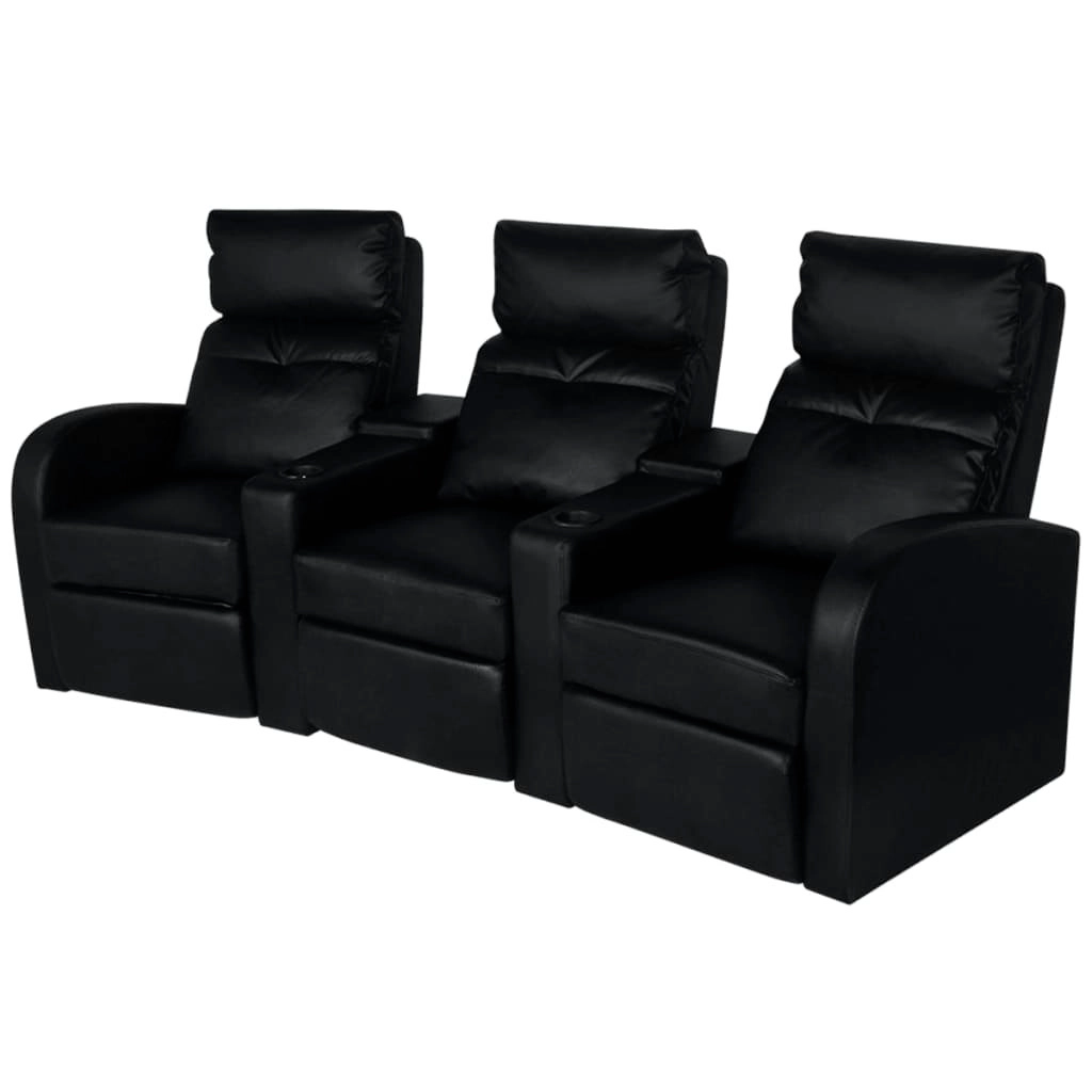 Recliner 3-seat Artificial Leather Black 242002