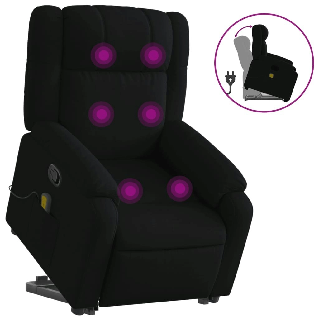 Stand up Massage Recliner Chair Black Fabric 3205760