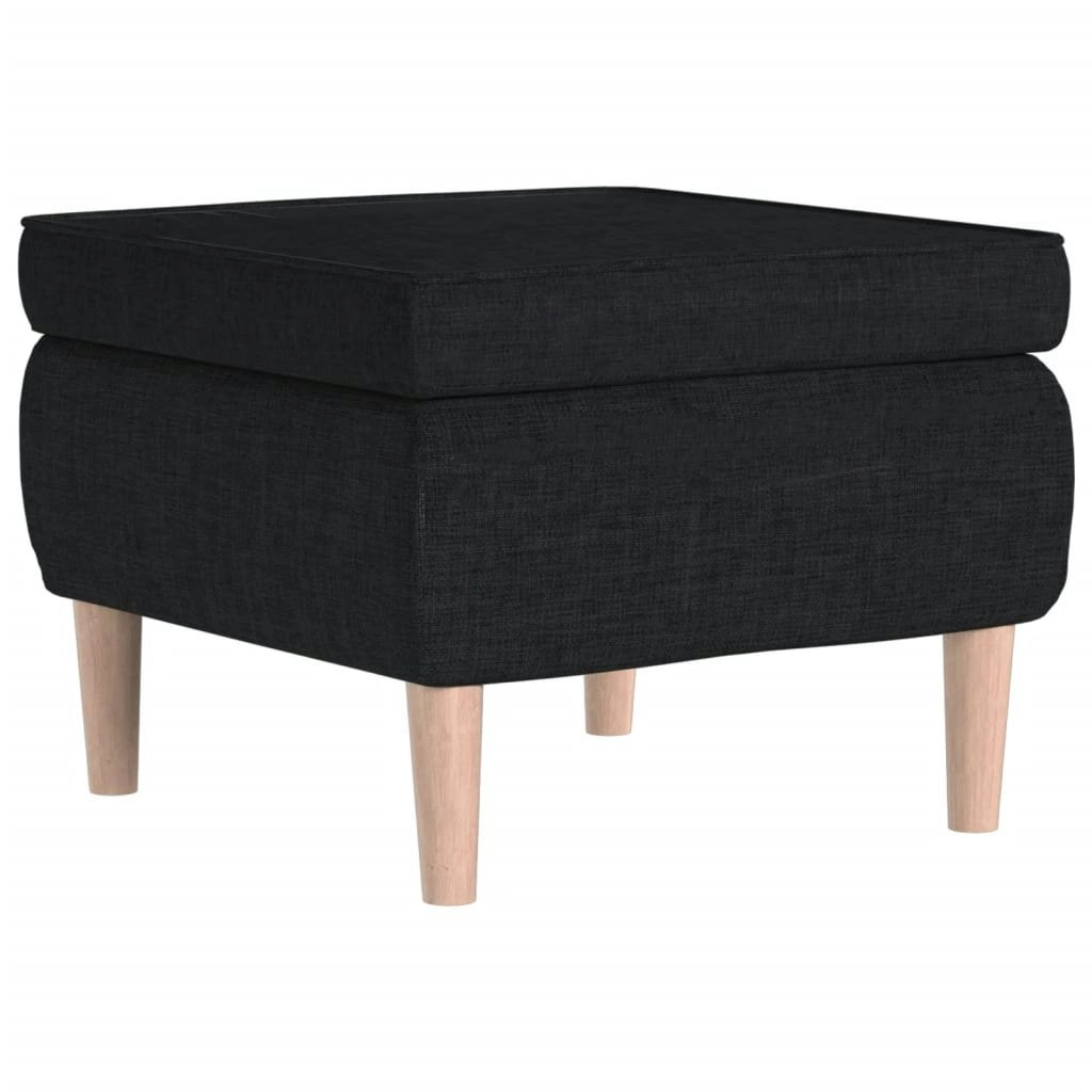 Stool with Wooden Legs Black Fabric 329448