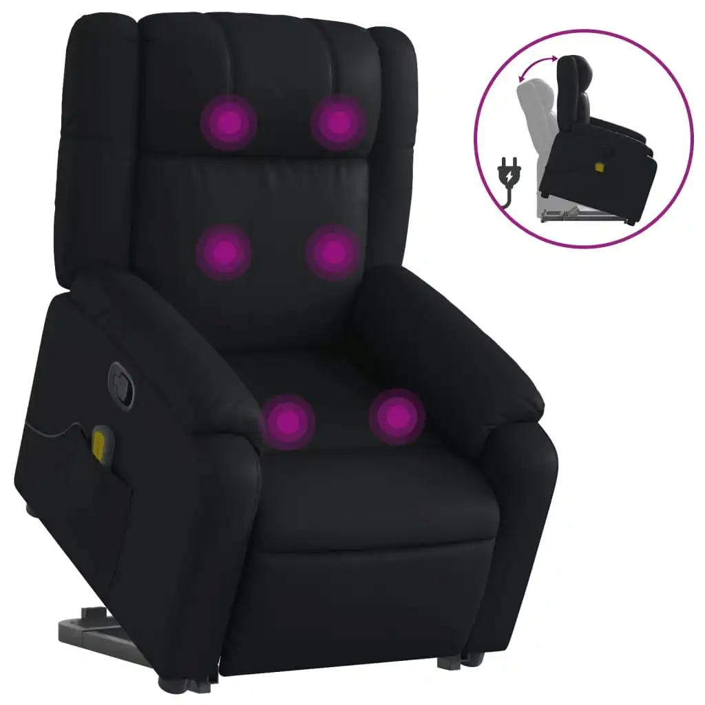 Stand up Massage Recliner Chair Black Faux Leather 3205749