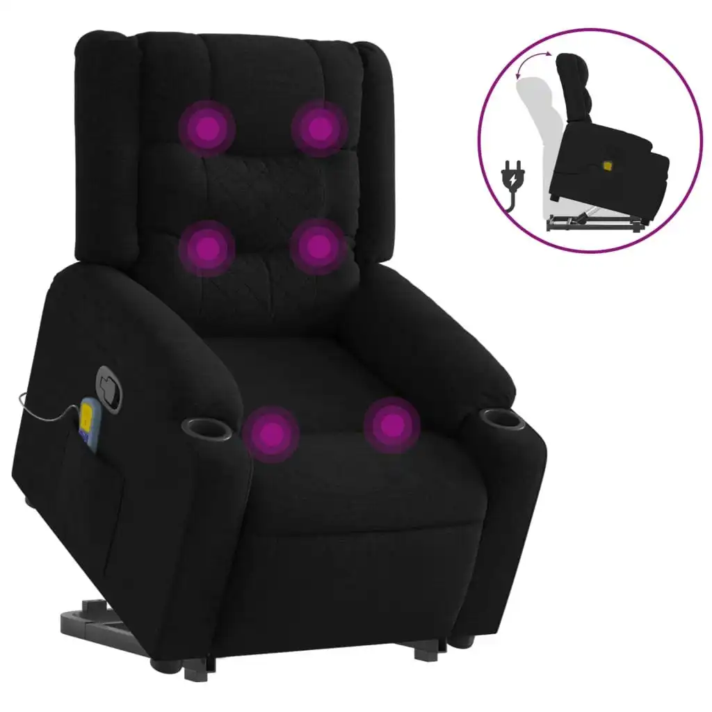 Stand up Massage Recliner Chair Black Fabric 3206843