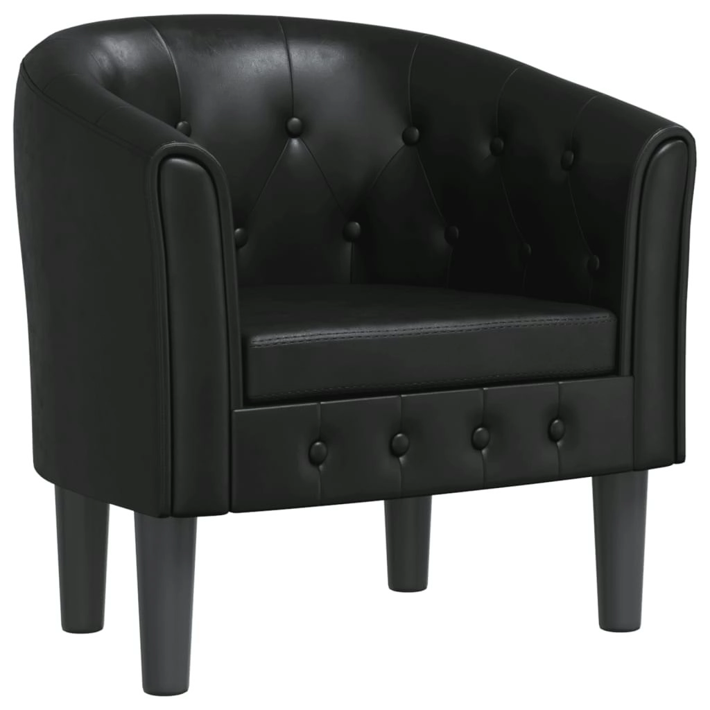 Tub Chair Black Faux Leather 356457