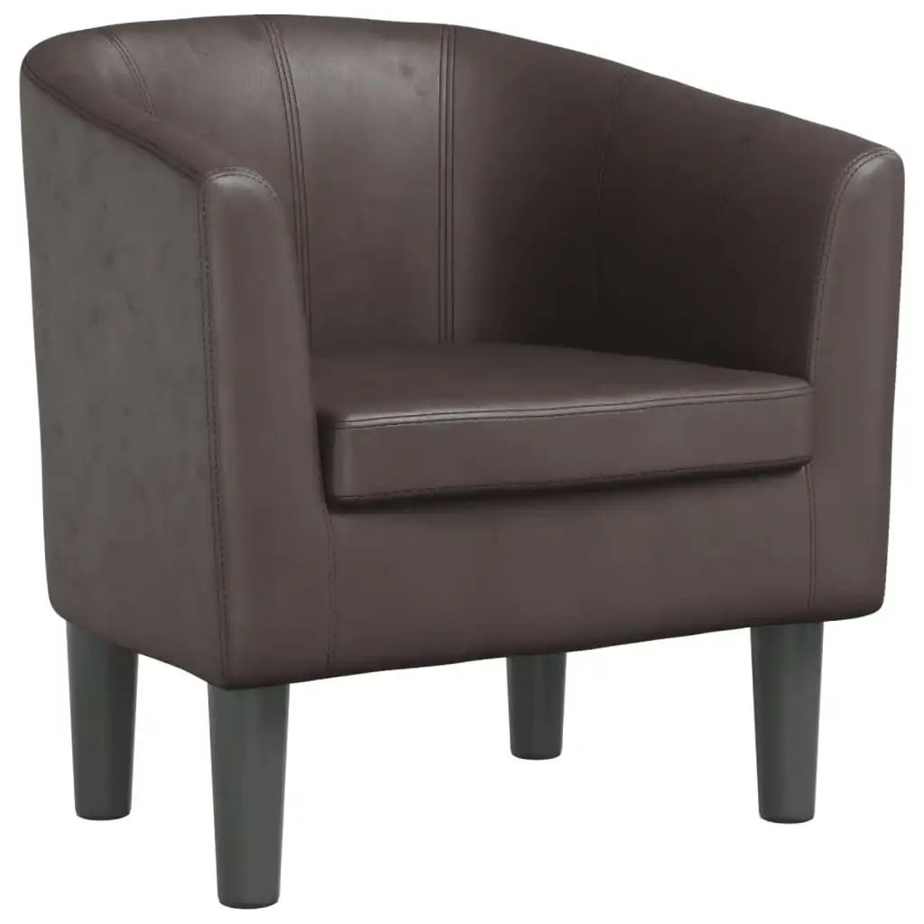 Tub Chair Brown Faux Leather 356487