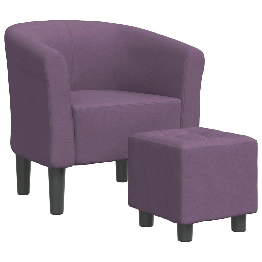 Tub Chair with Footstool Purple Fabric 356440