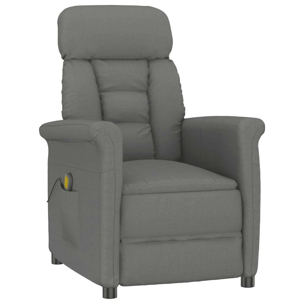 Massage Chair Dark Grey Faux Suede Leather 289773