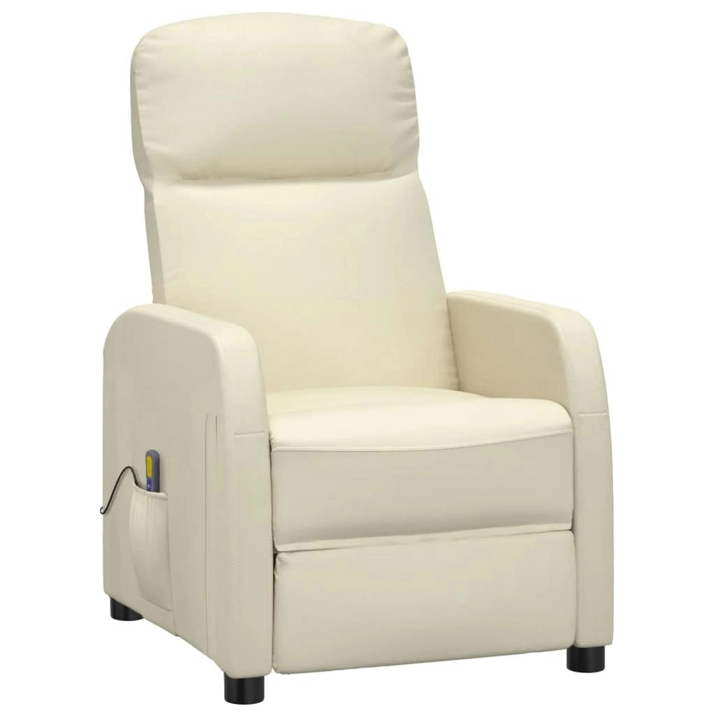 Massage Chair Cream White Faux Leather 348428