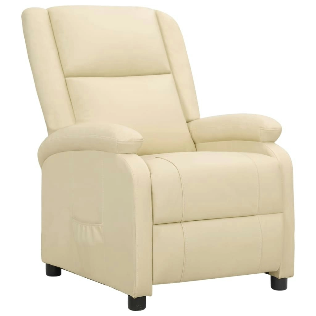 Recliner Chair Cream Real Leather 340202