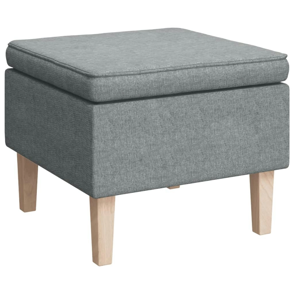 Stool with Wooden Legs Light Grey Fabric 329425