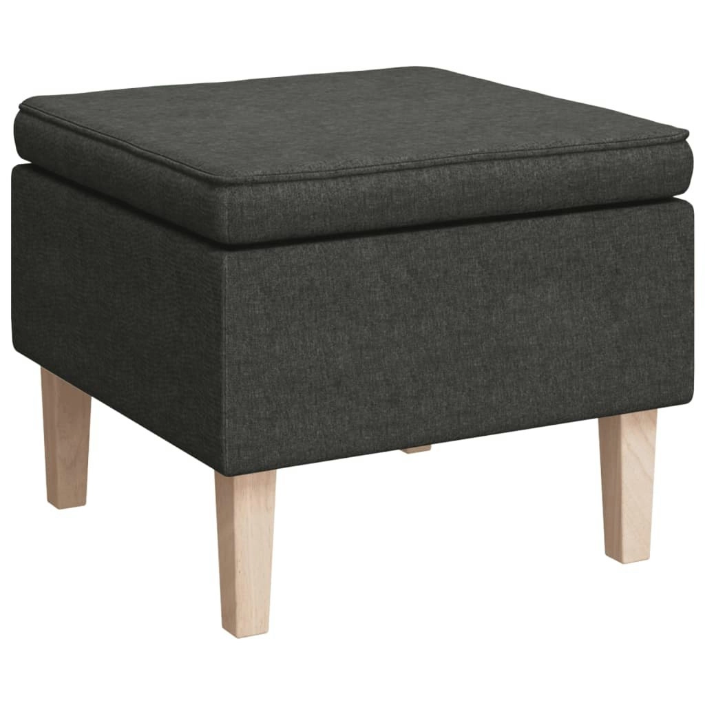 Stool with Wooden Legs Dark Grey Fabric 329426