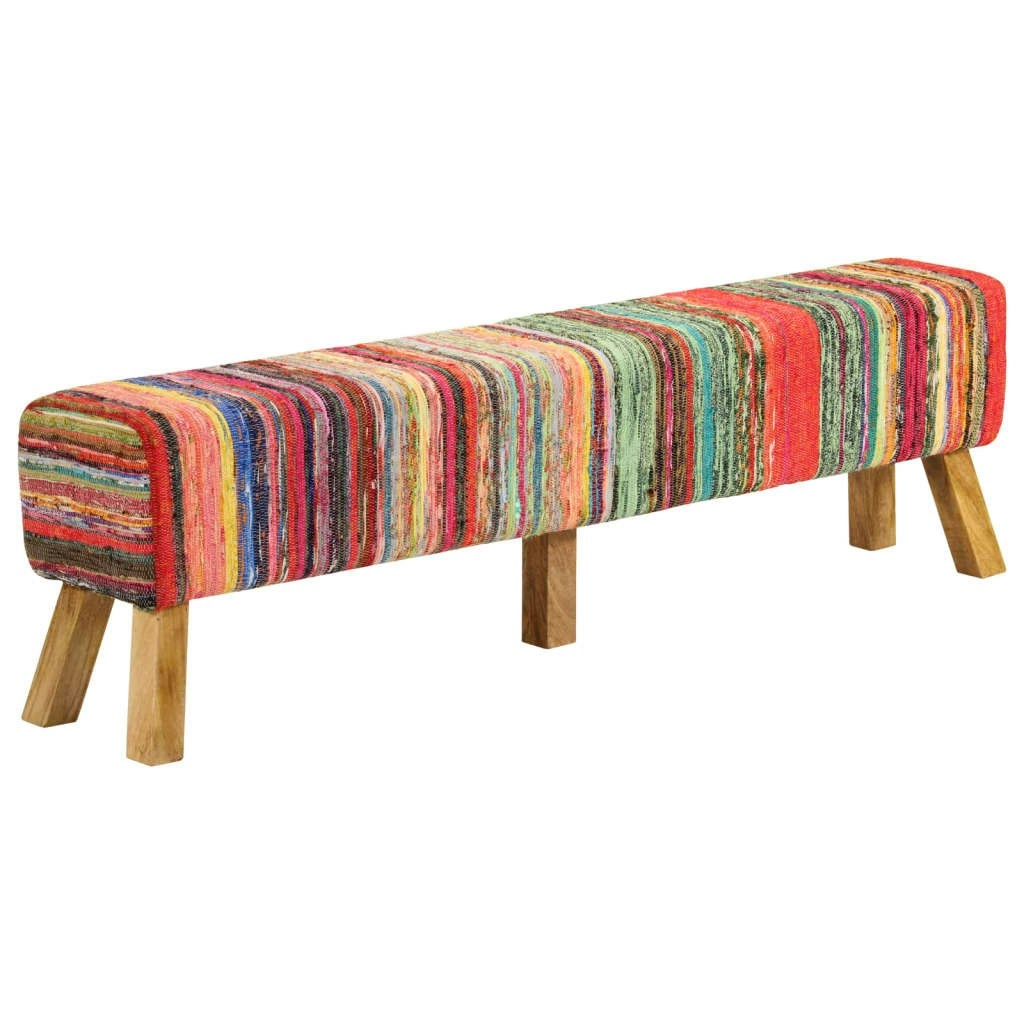 Bench Multicolour 160 cm Chindi Fabric and Solid Wood Mango 359636