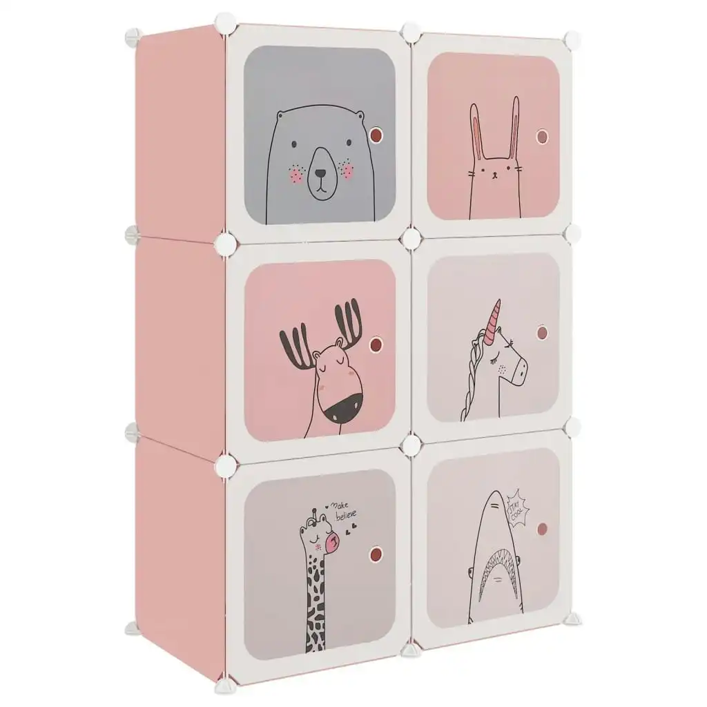 Cube Storage Cabinet for Kids with 6 Cubes Pink PP 340578