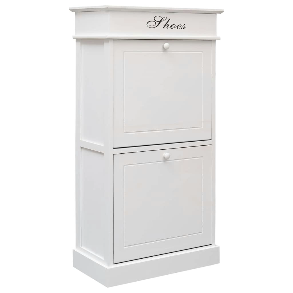 Shoe Cabinet White 50x28x98 cm Paulownia Wood 284091