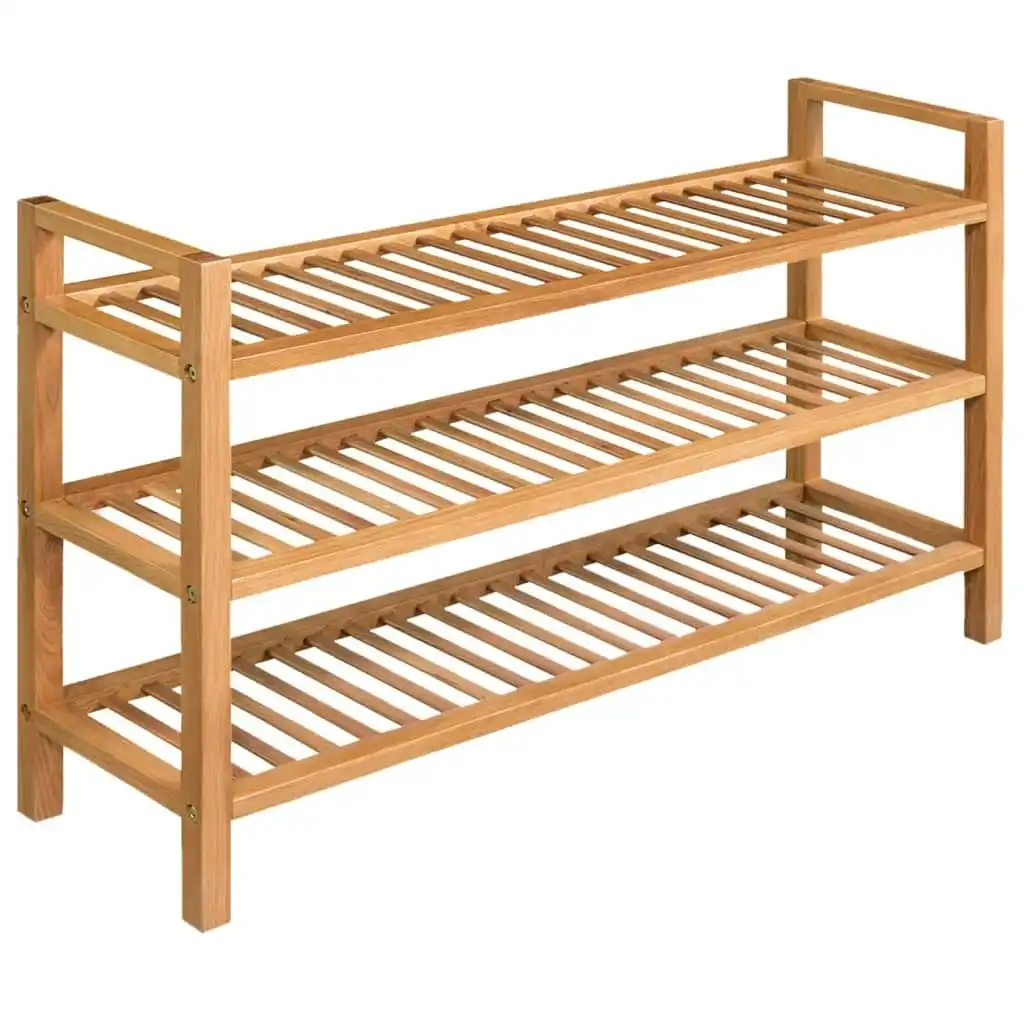 Shoe Rack with 3 Shelves 100x27x60 cm Solid Oak Wood 244209