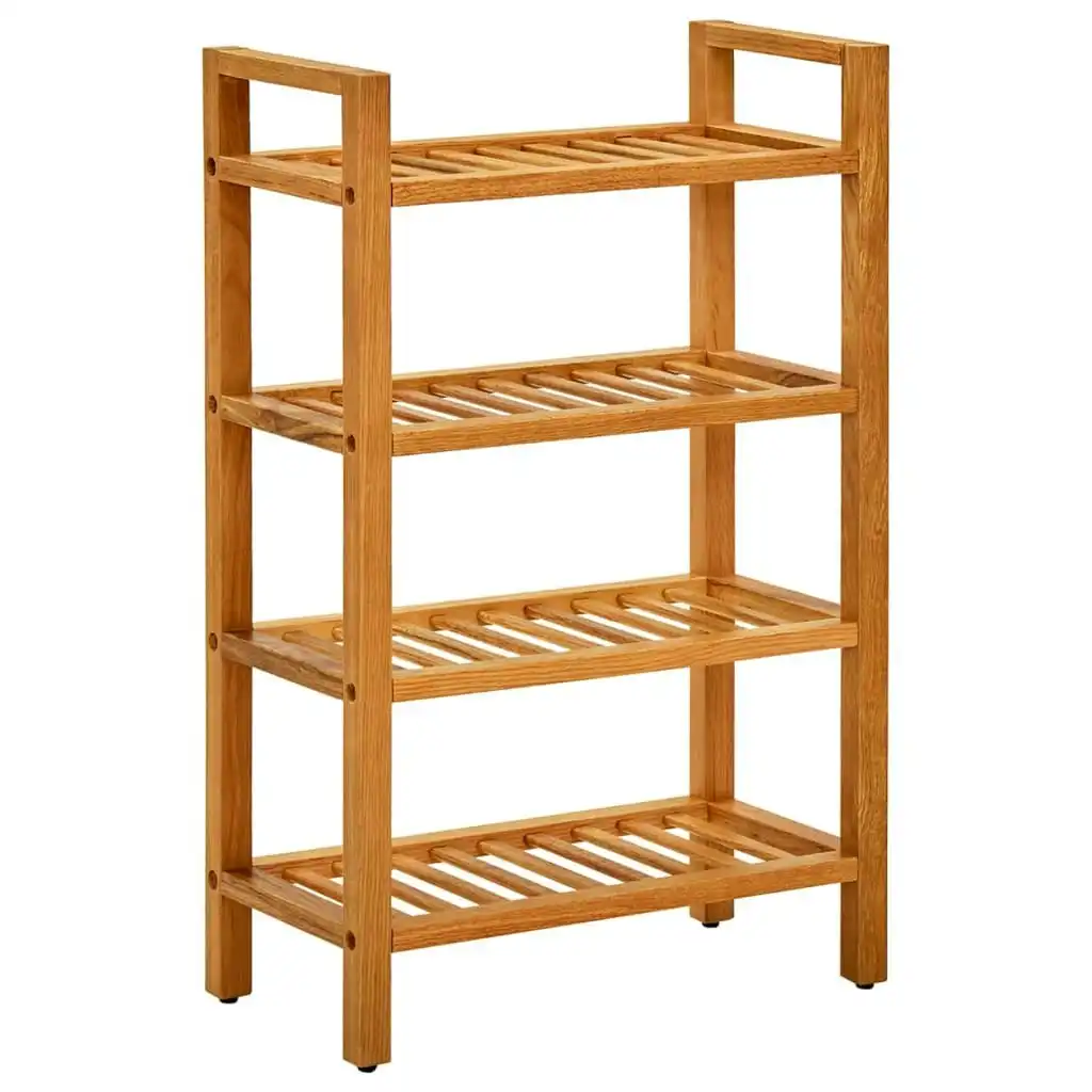 Shoe Rack with 4 Shelves 50x27x80 cm Solid Oak Wood 331746