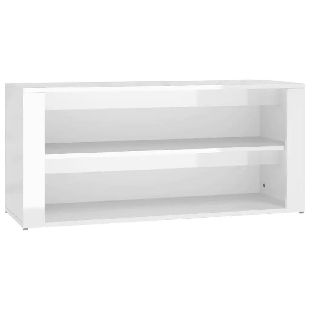 Shoe Rack High Gloss White 100x35x45 cm Engineered Wood 816906