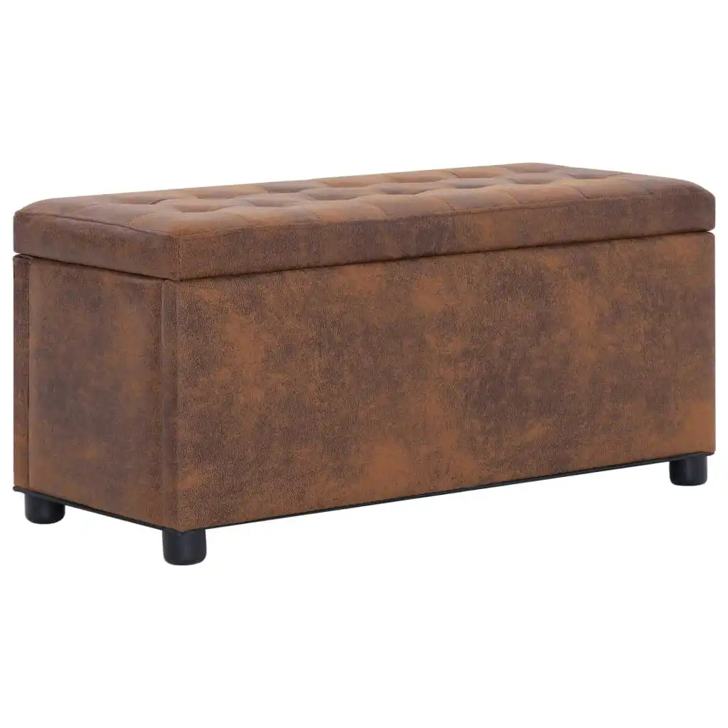 Storage Ottoman 87.5 cm Brown Faux Suede Leather 281375