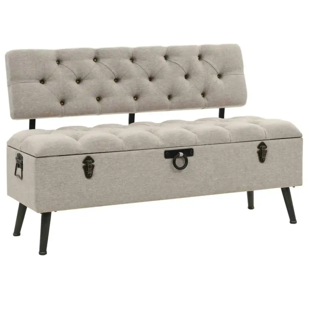 Storage Bench with Backrest 110 cm Cream Fabric 339298