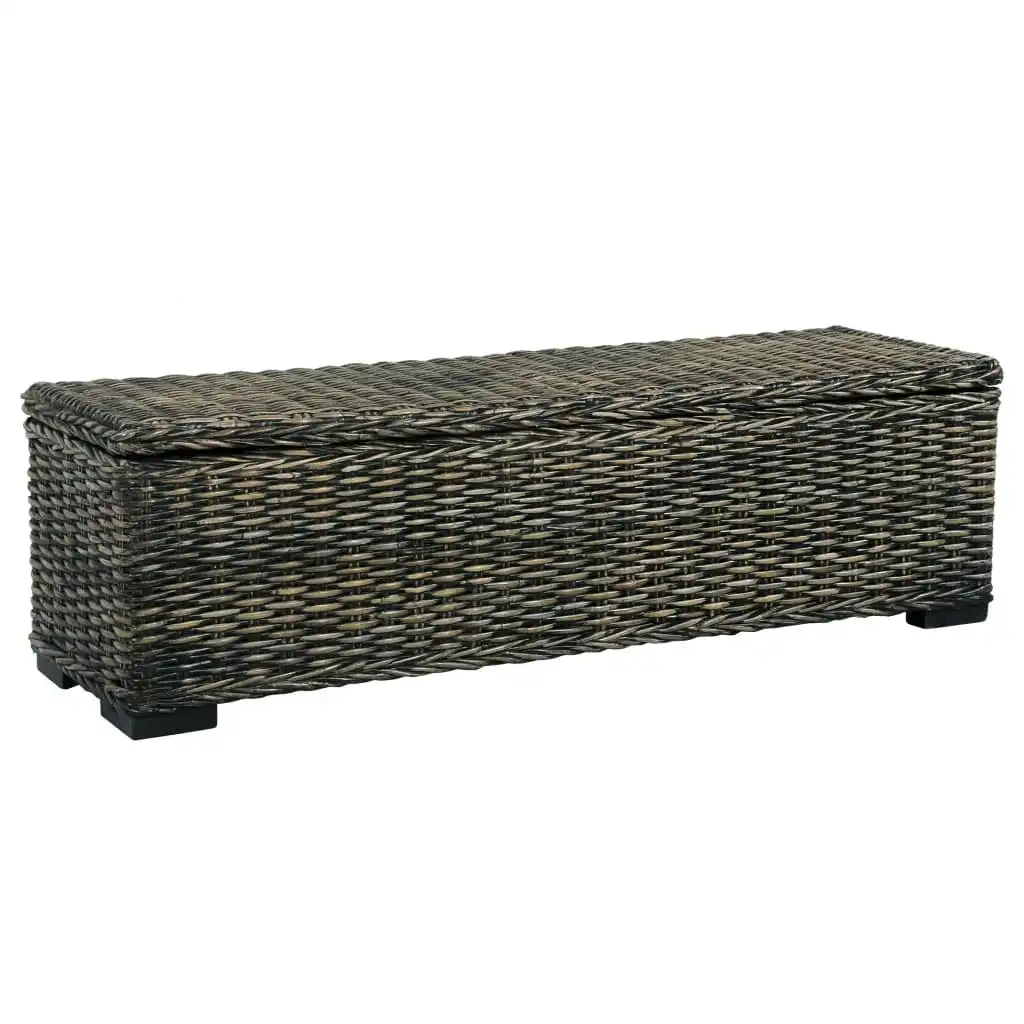 Storage Box 120 cm Black Kubu Rattan and Solid Mango Wood 285798